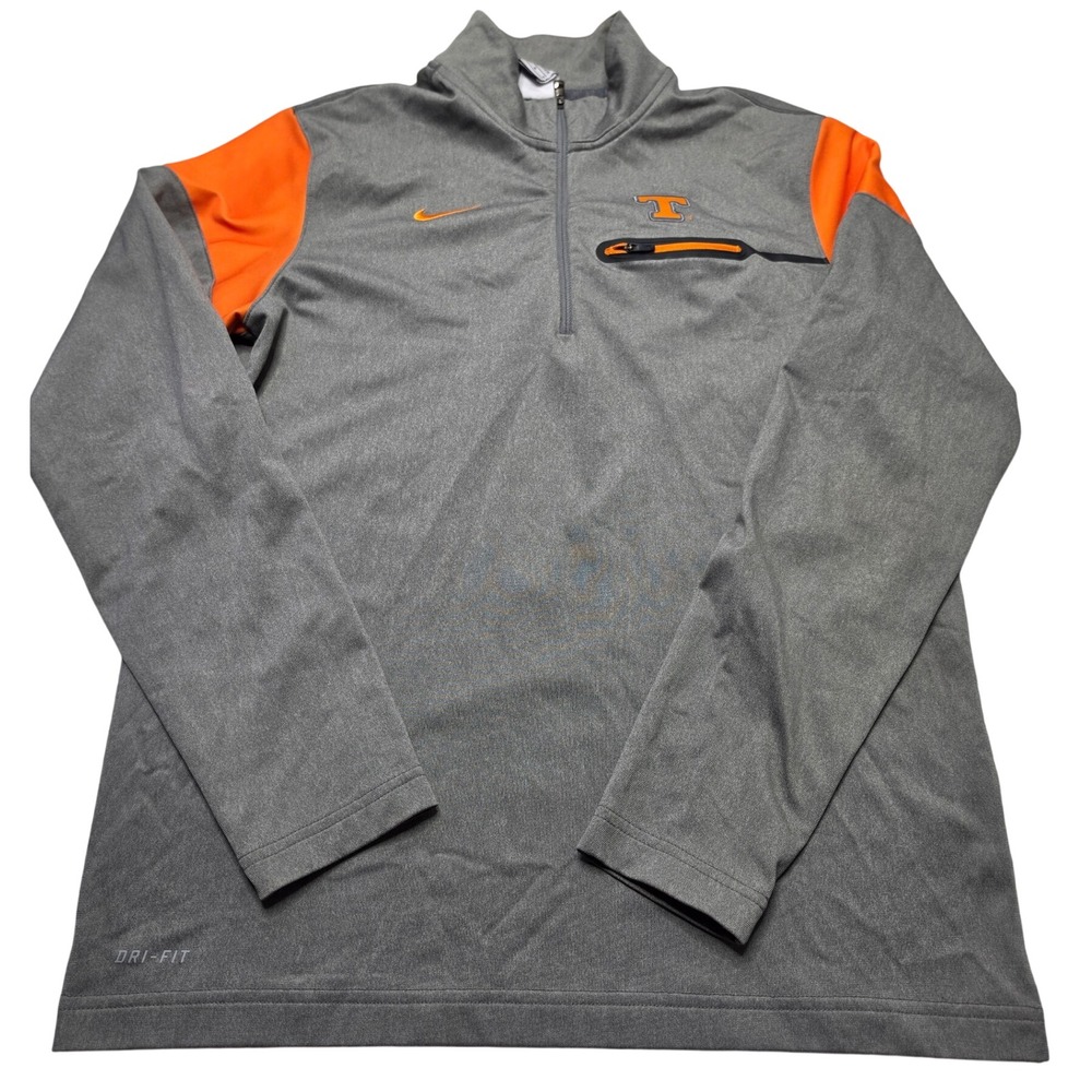Nike Tennessee Volunteers Dri-FIT Quarter Zip Pullover Gray Orange Mens Medium